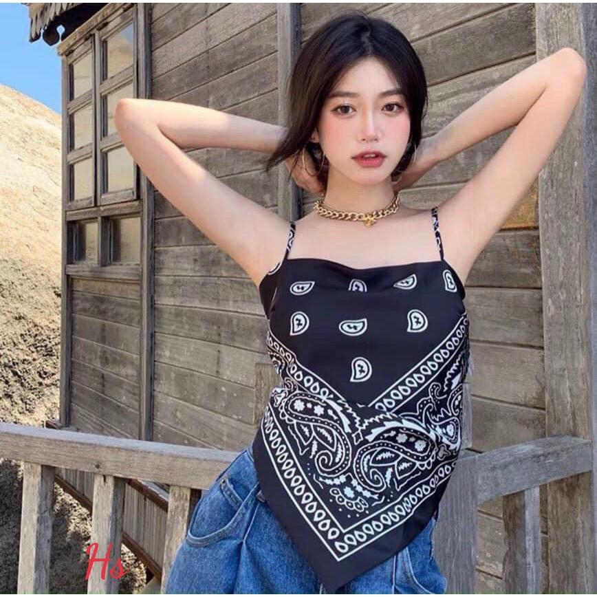Áo Yếm Nữ ️ Áo 2 Dây️ Vải Lụa Hở Lưng Buộc Nơ Họa Tiết BoHo Trẻ Trung - LINH STORE 99