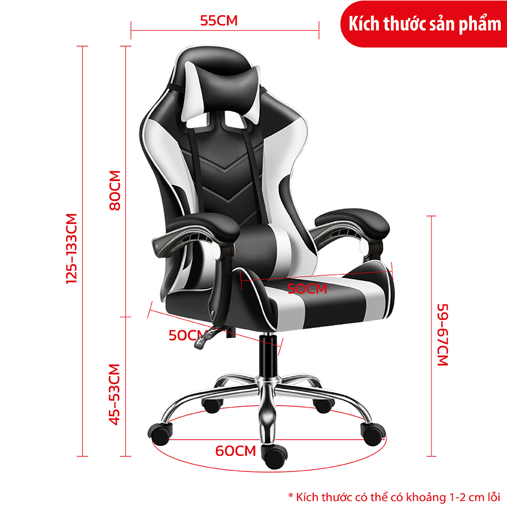 BG Ghế gaming dành cho game thủ MODEL E02-S WHITE - GỐI MASSAGE (hàng nhập khẩu)