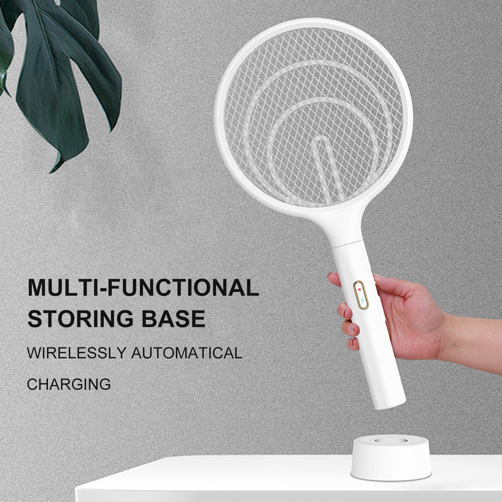 Vợt muỗi bằng điện cầm tay có giá đỡ và treo tường sạc lại USB