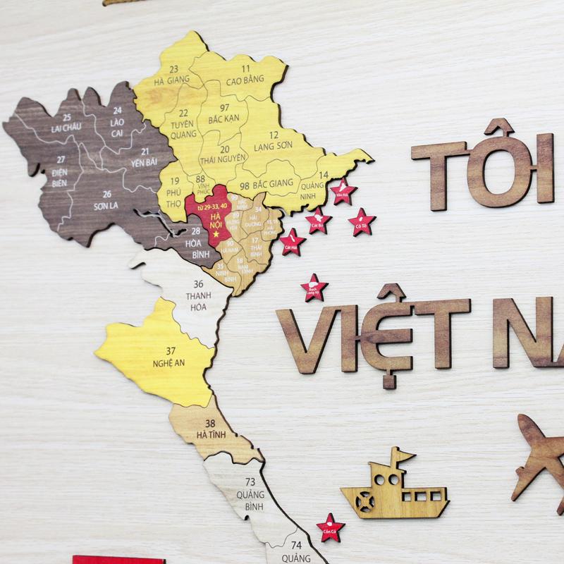 Bộ Tranh Xếp Hình Gỗ Bản Đồ Việt Nam - Size L - 150 x 120 cm - Bách Mộc
