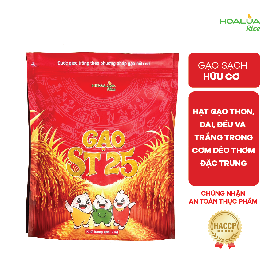 Gạo ST25 Hoa Lúa túi 2kg - Dẻo nhiều, mềm cơm, thơm đặc trưng (Sản phẩm mới)