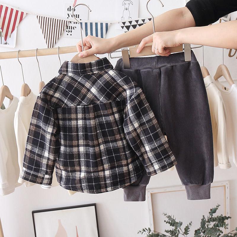 Kẻ Sọc Thời Trang Trẻ Em Bộ Ấm Sang Trọng Cao Cấp Áo Sơ Mi + Quần Bé Trai Quần Áo Bộ Quần Áo Dài Tay Trẻ Em Tracksuits Bé Trai đảng Áo Khoác