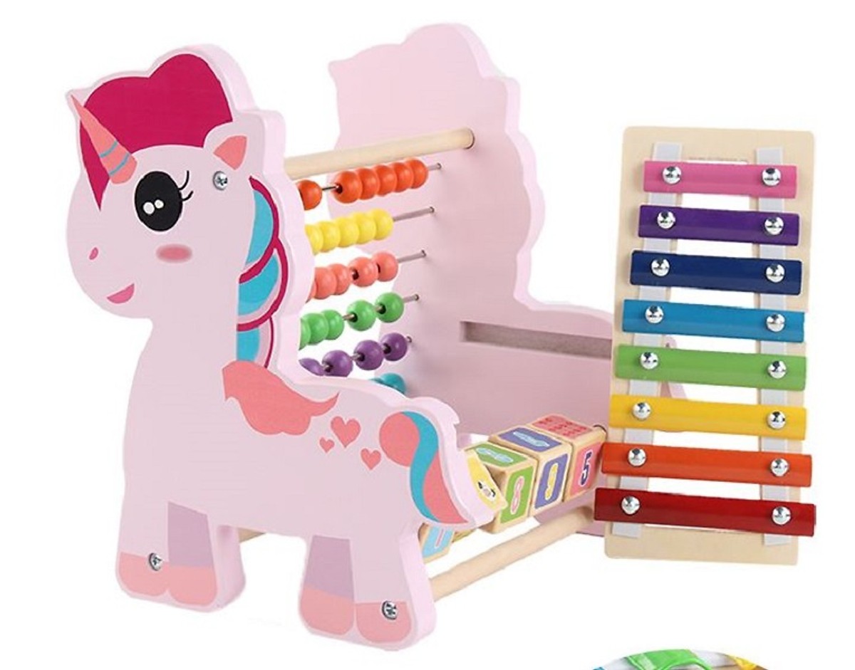 Đồ chơi trí tuệ bằng gỗ an toàn cho bé MK - Đàn  8 Thanh  và Bộ tính toán cho bé hình Unicorn 