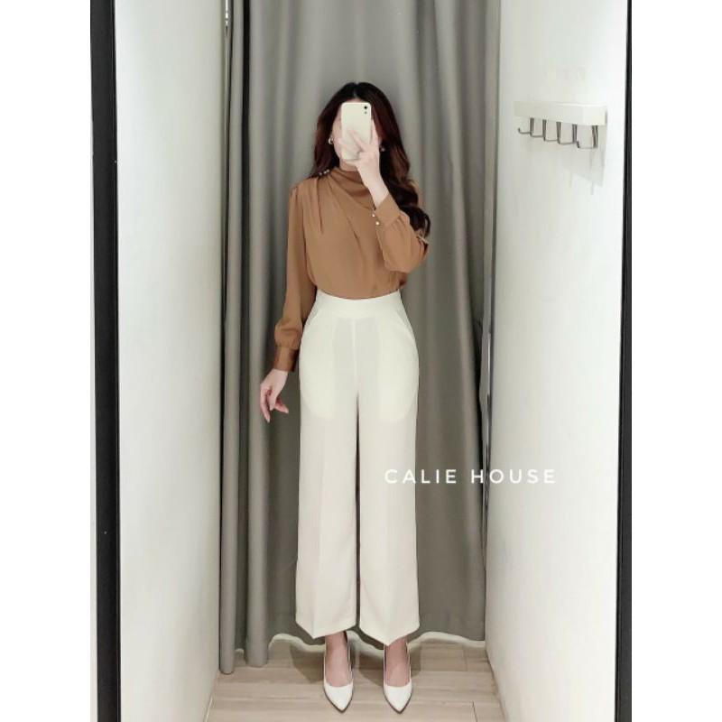 ASM212 ÁO SƠ MI LỤA XẾP LY VAI CÚC NGỌC