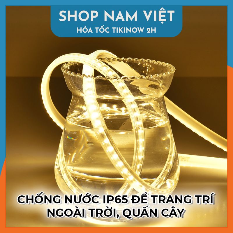 Dây Led 3528 Kèm Nguồn, Led Chống Nước Trang Trí Ngoài Trời, Hắt Trần, Quấn Cây - Chính Hãng NAVIVU