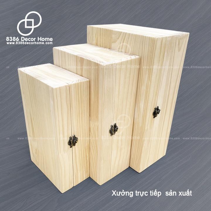 Hộp gỗ chữ nhật có nắp gỗ đựng đồ, tủ gỗ pallet đa năng