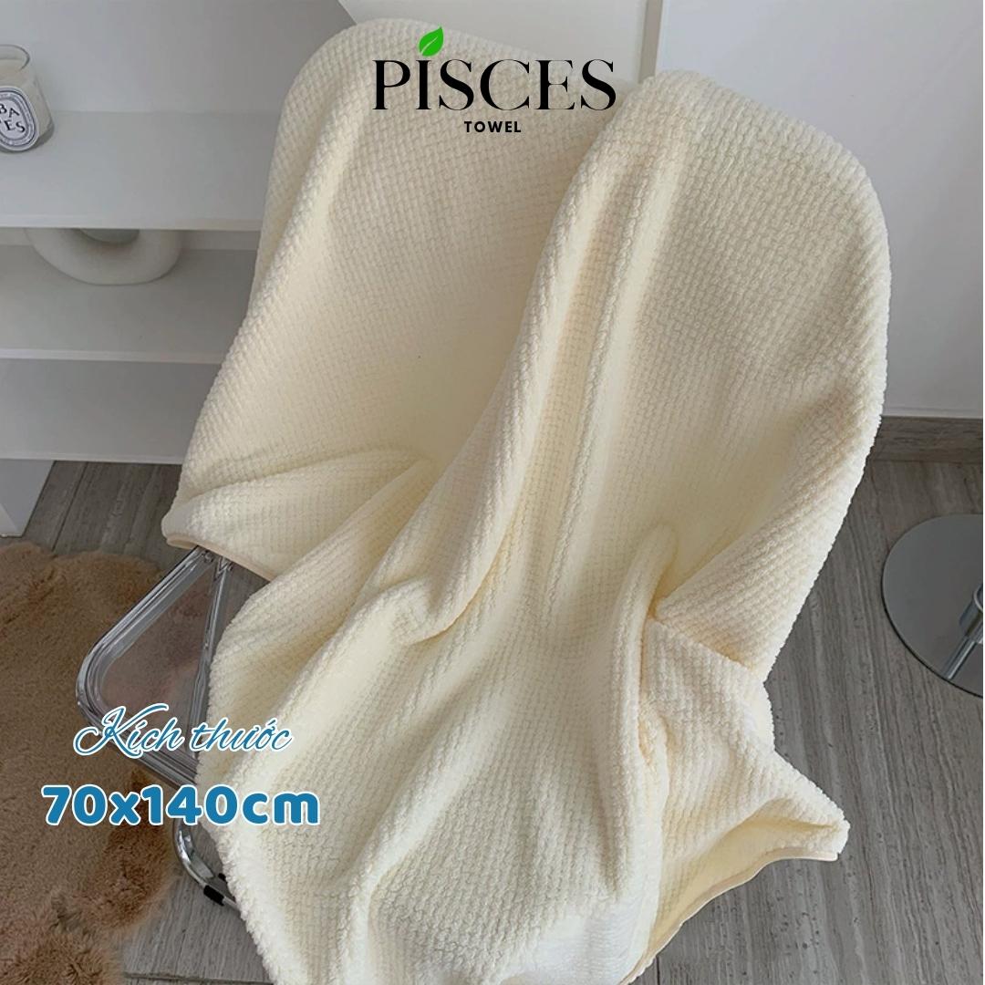Khăn Tắm PISCES TOWEL 70x140cm Ô Vuông Trơn Cotton Mềm Mại, Khăn Spa Yoga Gym Thể Thao Thấm Hút Mồ Hôi - Hồng, Hồng