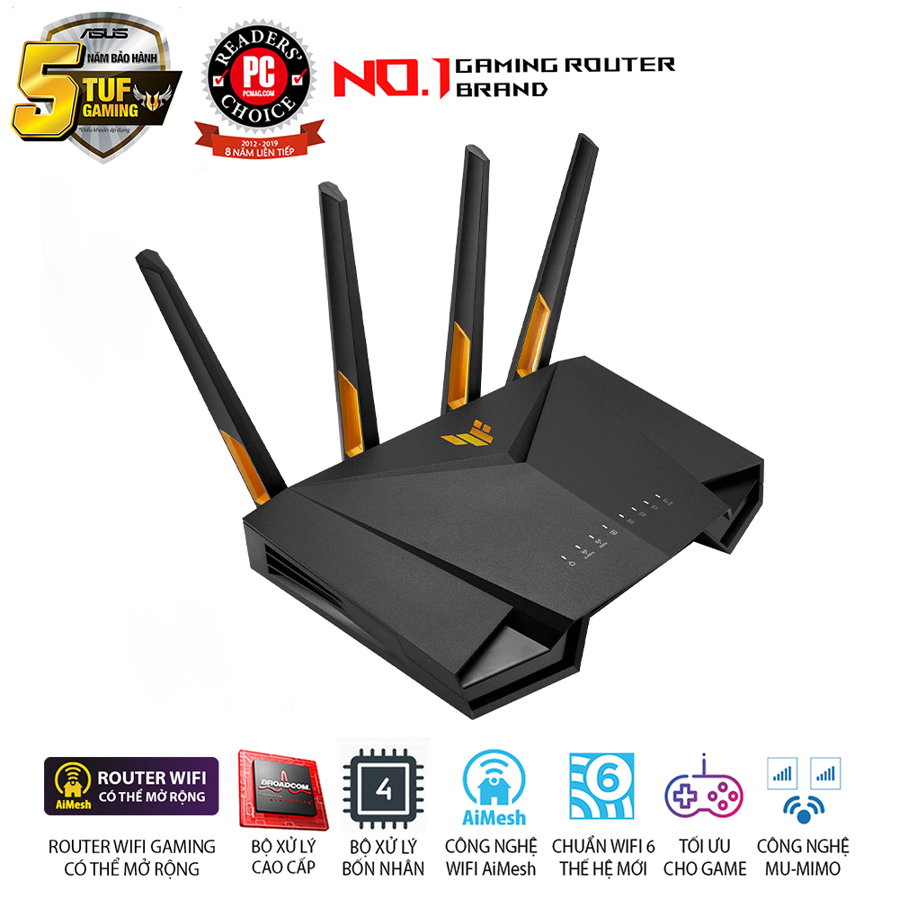 Bộ định tuyến chơi game WiFi 6 băng tần kép TUF Gaming AX4200 (router WiFi có thể mở rộng) - Hàng Chính Hãng