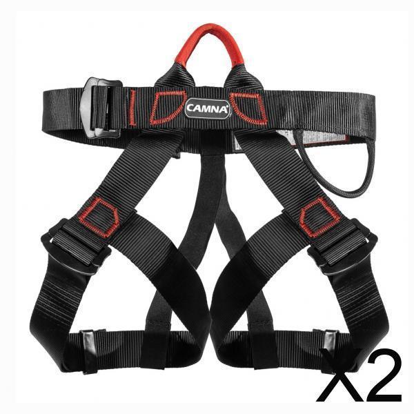 2xClimbing Harness Safety Belt Tree Climbing Rappelling Equip Black