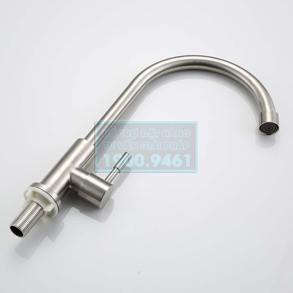 Vòi rửa chén bát xả lạnh, dòng cắm chậu, chất liệu inox nguyên khối 304 chống bám vân tay chống rỉ tuyệt đối