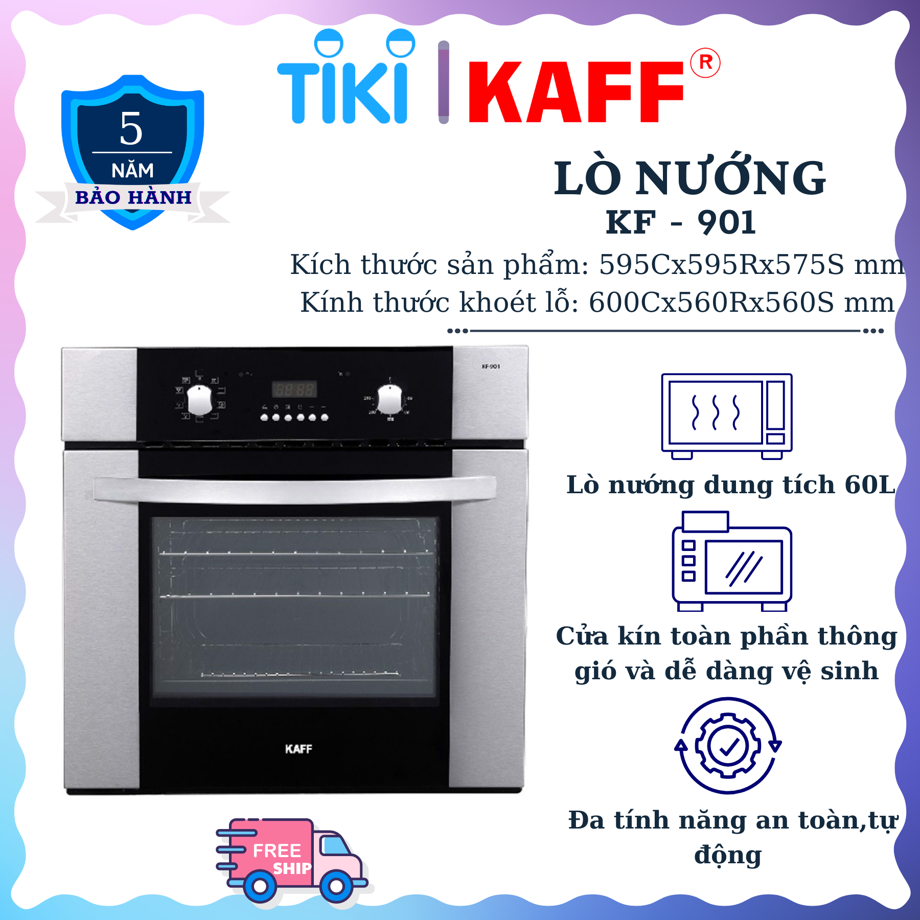 Lò nướng dung tích 60L KAFF KF-901 - Hàng chính hãng