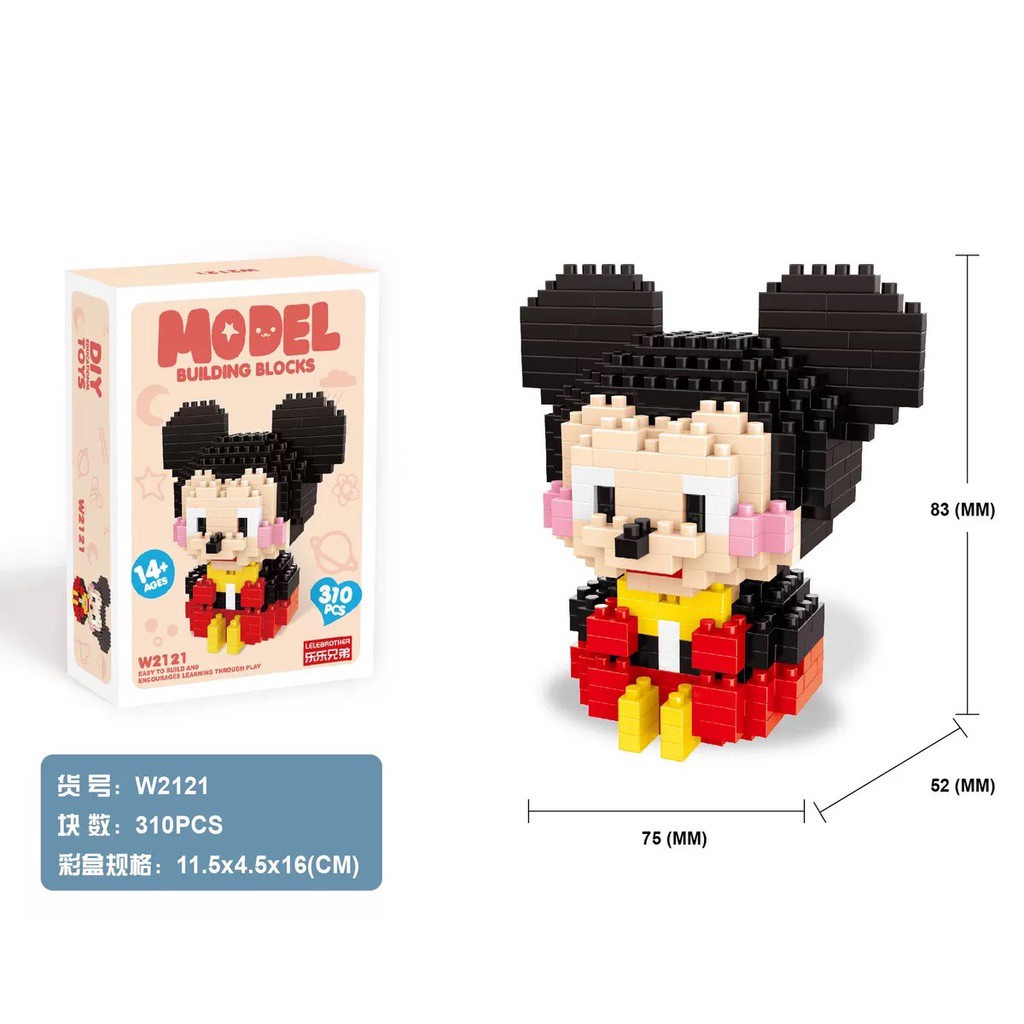 Đồ chơi lắp ráp mô hình động vật 3D dễ thương hình chuột Mickey ngồi