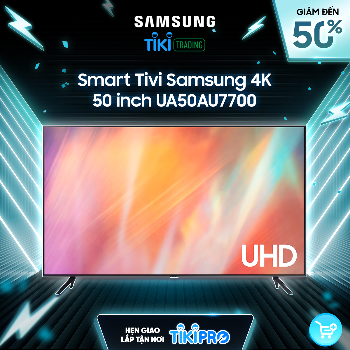 Smart Tivi Samsung 4K 50 inch UA50AU7700