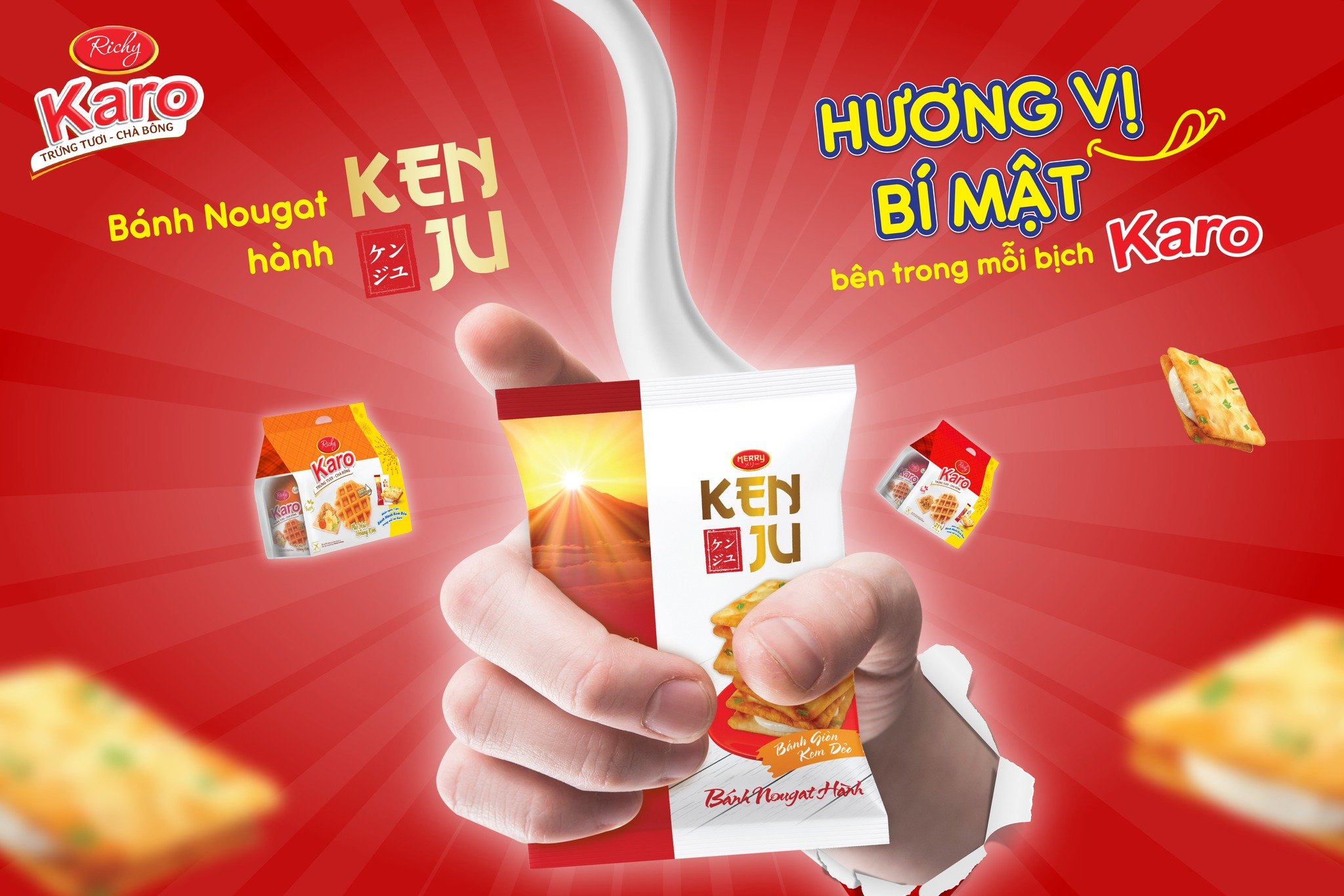 Combo 3 Hộp Bánh quy Richy KenJu giòn kem dẻo 279gr - hương vị Nhật