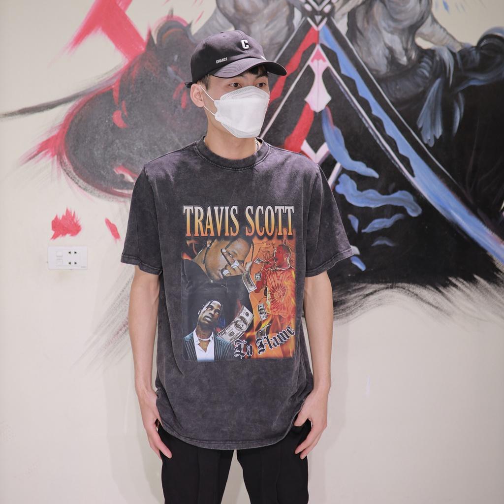 Áo thun nam nữ TRAVISSCOTT loang đen tay lỡ chất liệu cotton 100% cao cấp dáng unisex