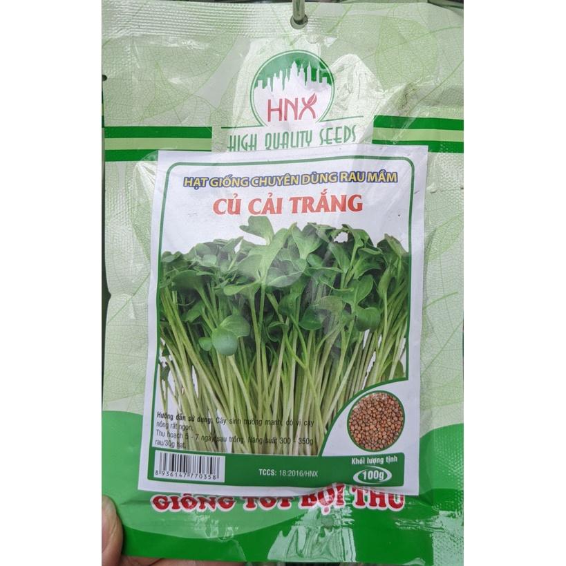 Hạt giống rau mầm củ cải trắng 100g - Hạt giống chuyên dùng rau mầm