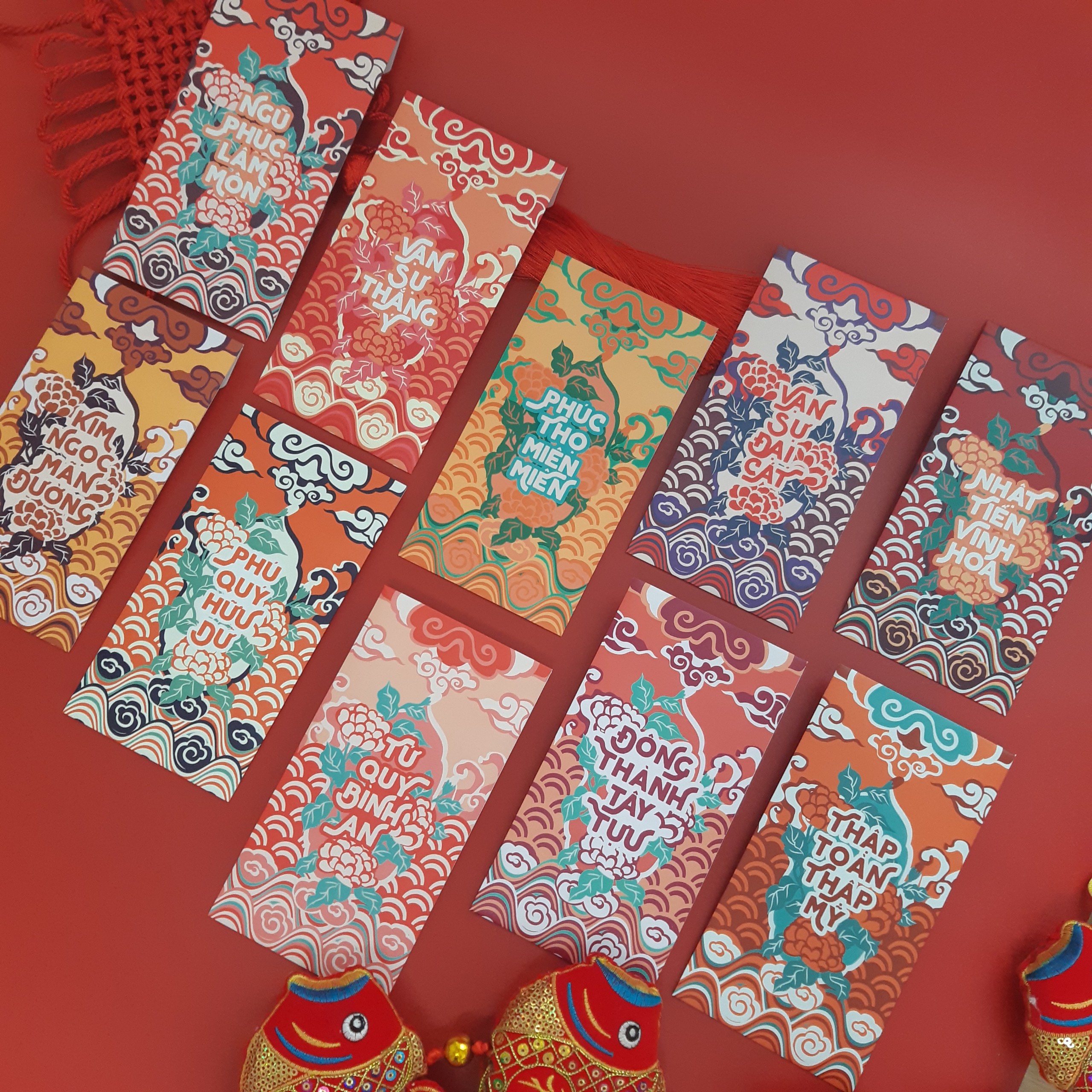 Bao lì xì 9x17 cm SDstationery CÁT NIÊN MỸ Ý giấy chất lượng cao, hoa văn cổ truyền sang trọng