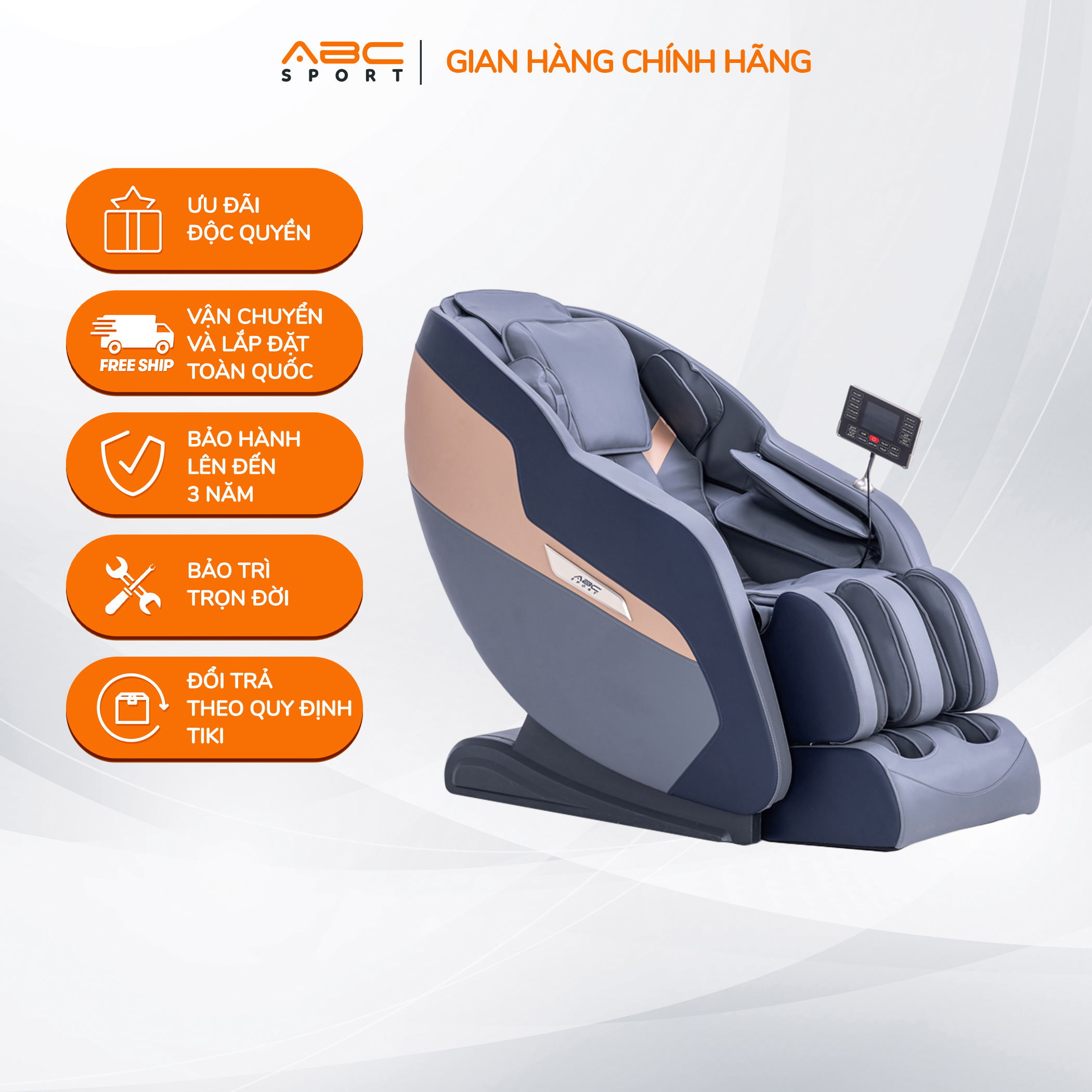Ghế massage toàn thân ABCSport A35 công nghệ massage 3D, túi khí toàn thân, nhiệt vùng lưng và chân
