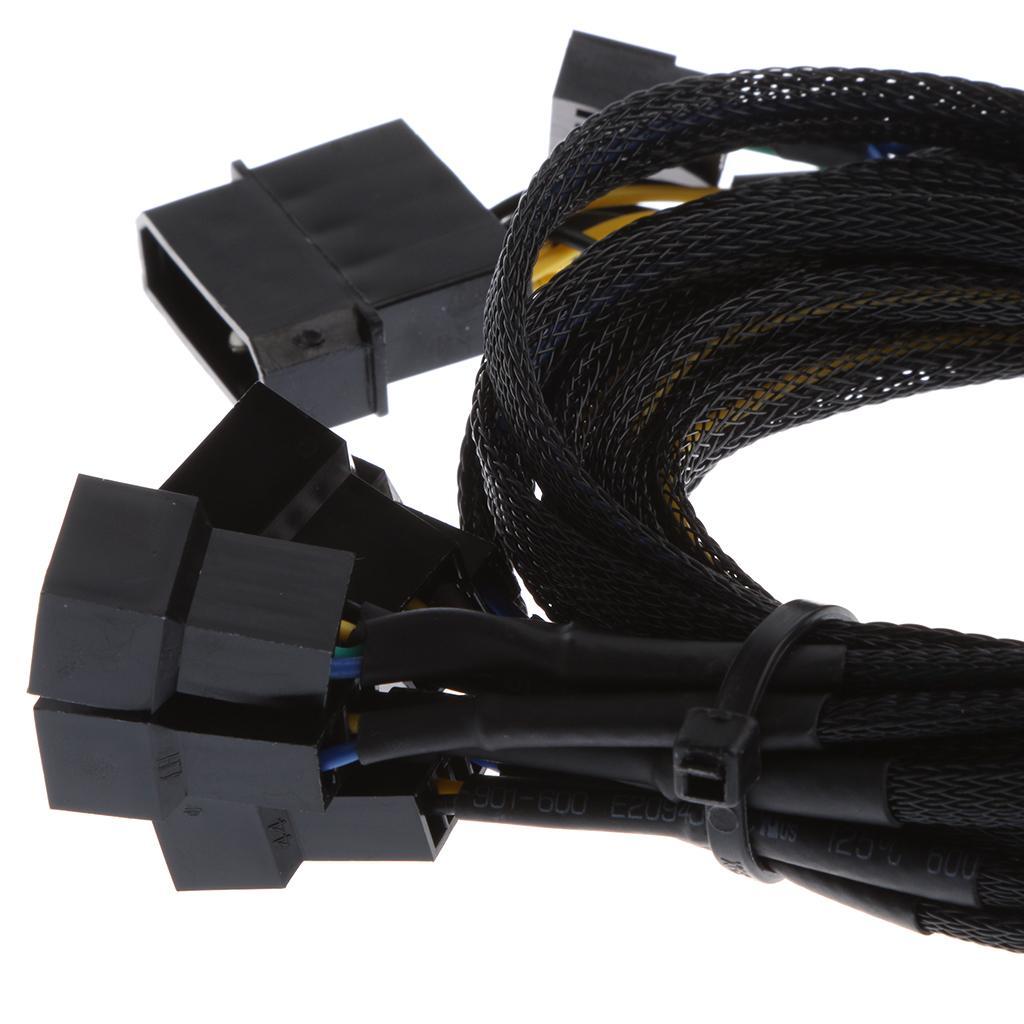 45cm PWM 3/4   Splitter PC  Cable Cord Black Sleeved
