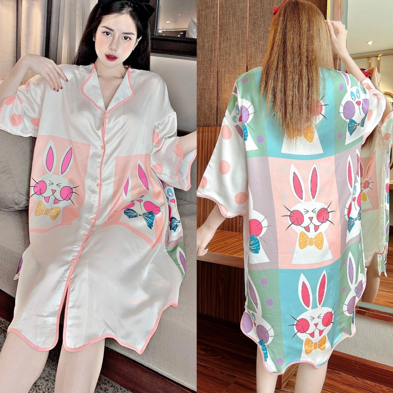 Đầm váy LỤA SATIN mặc nhà mặc ngủ siêu mát siêu thoải mái