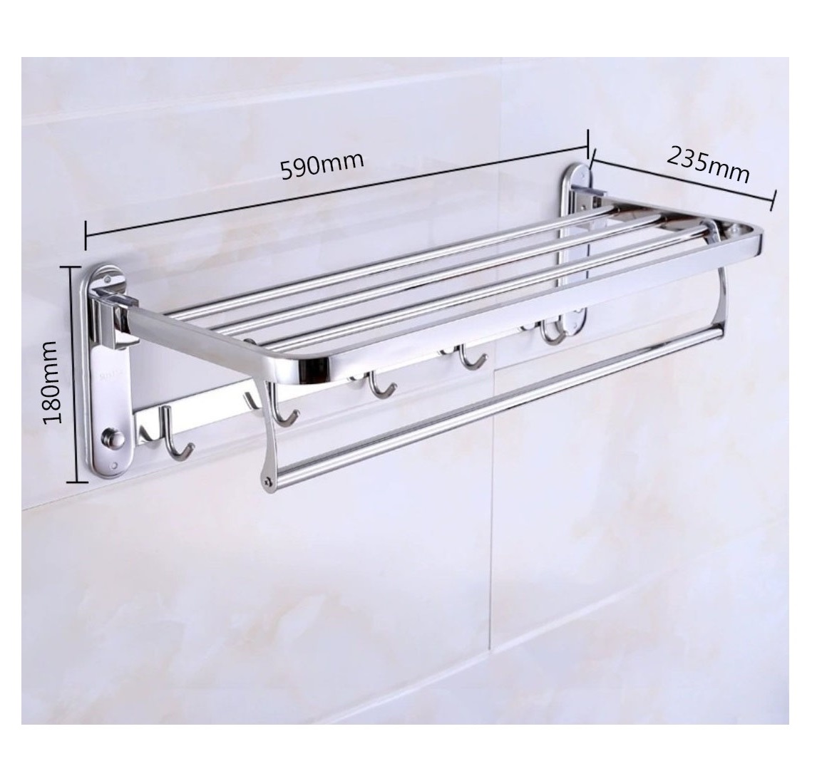 Kệ nhà tắm bao gồm kệ khăn và kệ góc bằng thép không gỉ sáng bóng