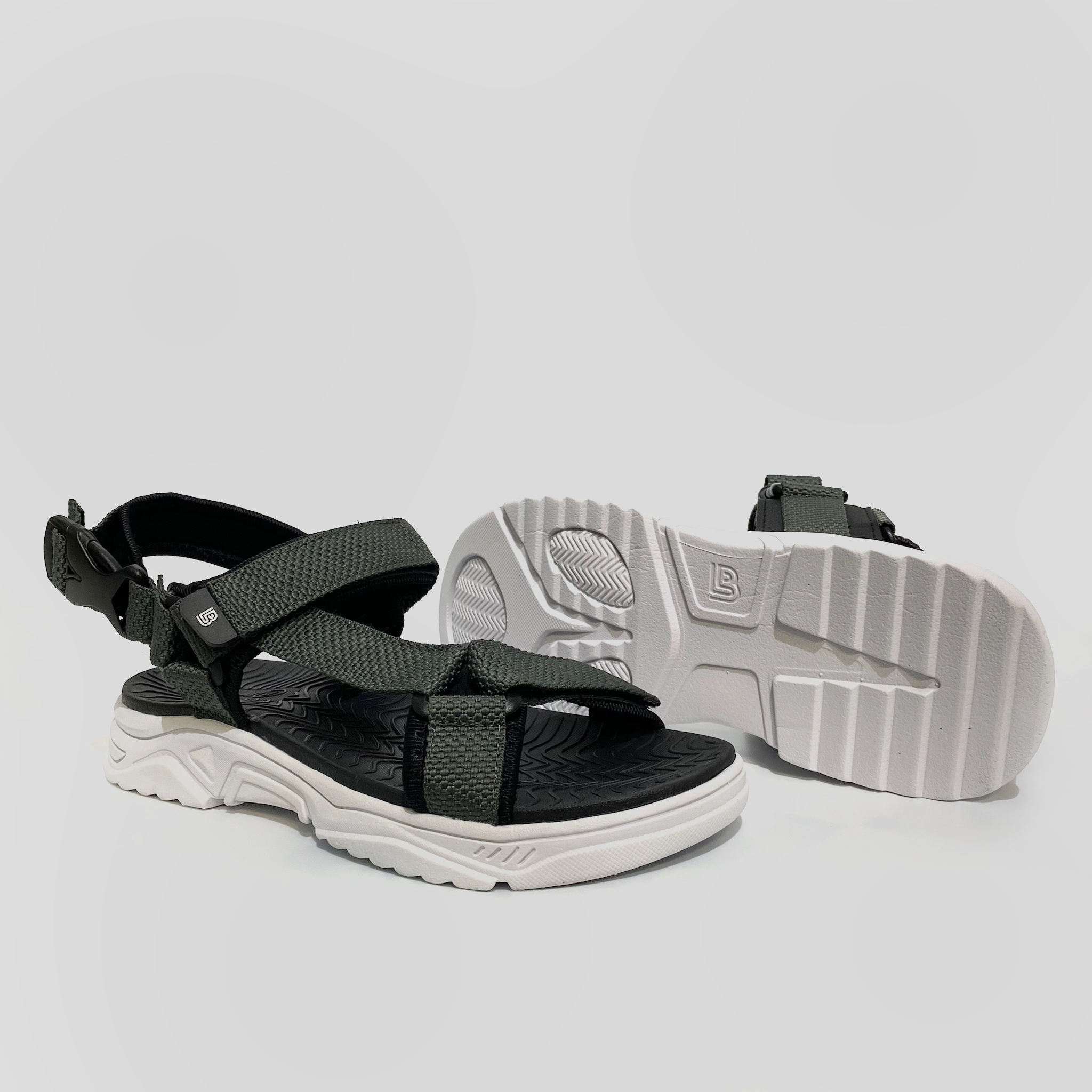 Giày Sandal Nam The Bily Quai Chéo - Đế Trắng Lót Đen Màu Xám BLDTMD01