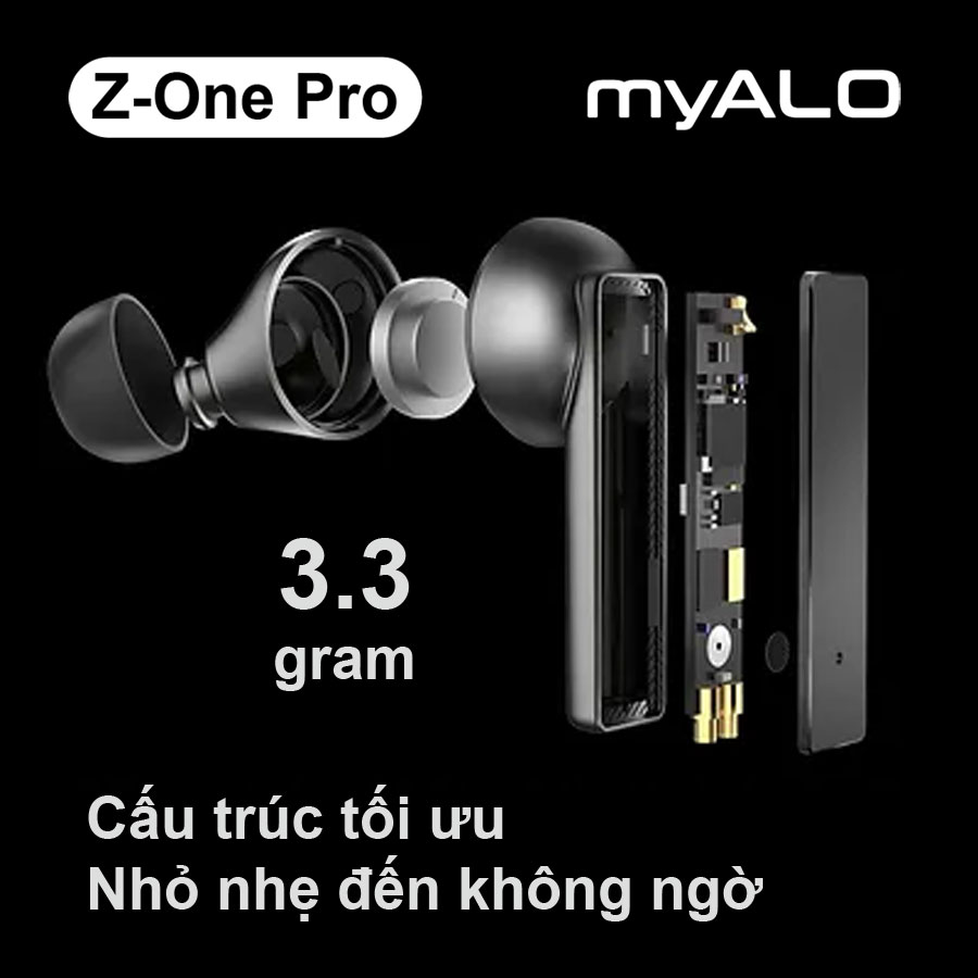 Tai nghe không dây myALO Z-One Pro: tai nghe Bluetooth 5.3 | Pin 40 giờ | Chống nước IPX4 | Thiết kế công thái học | Điều khiển cảm ứng thông minh | Hộp sạc chế tác từ Hợp kim đúc nguyên khối | Hàng chính hãng