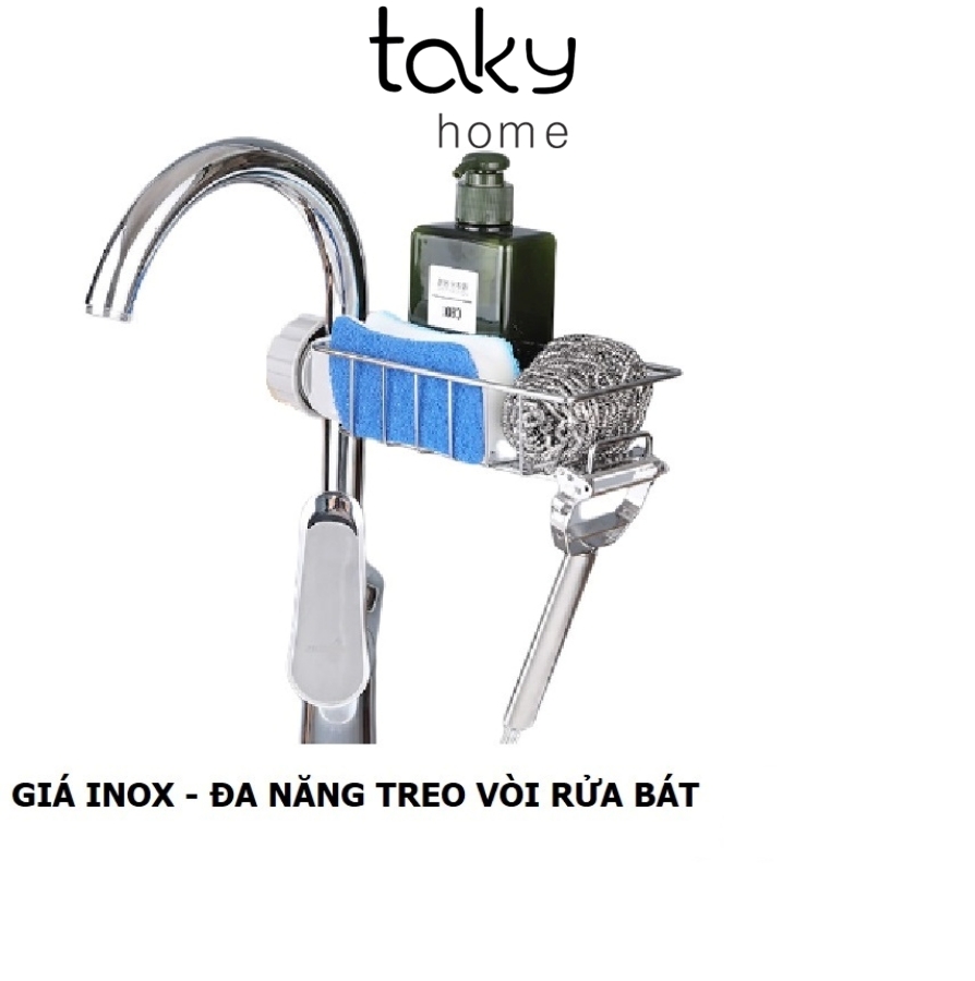 Giá Inox Gắn Vòi Nước Cho Khu Bếp Hiện Đại Cao Cấp, Giá Để Đồ Như Giẻ Rửa Bát, Chén Đĩa và Miếng Cọ Nồi, Xoong. Taky Home 4008