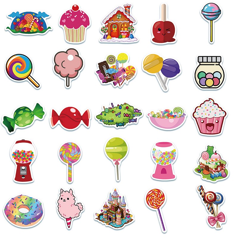 Sticker 50 miếng hình dán Candy World