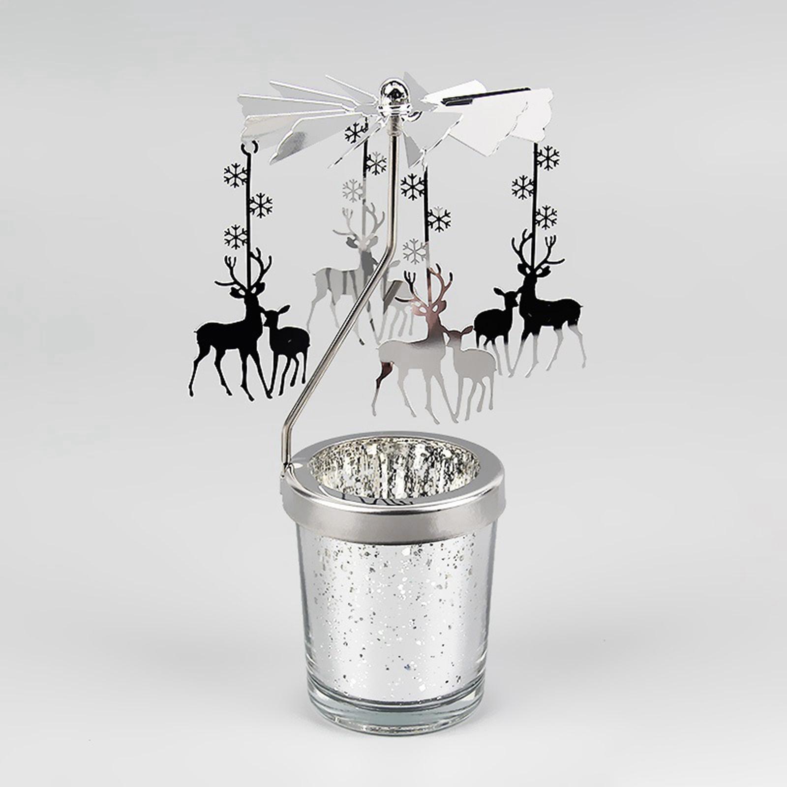 2Pcs Romantic Rotating Candle Holder Tea Light Candle Holder for Table