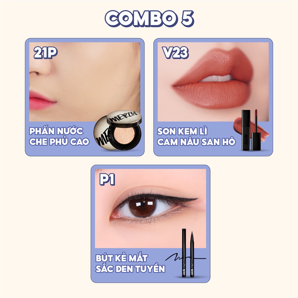 Combo Merzy The First Cushion Cover SPF50+/PA+++ 13g + Merzy Pen Eyeliner 0.5g + Merzy Noir In The Velvet Tint 4.5g