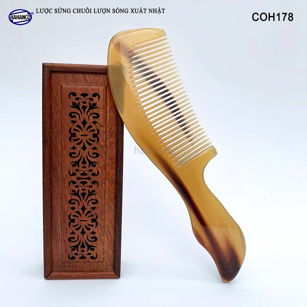 Lược sừng xuất Nhật COH178 - Lược trơn chuôi sóng cao cấp - Chăm sóc tóc