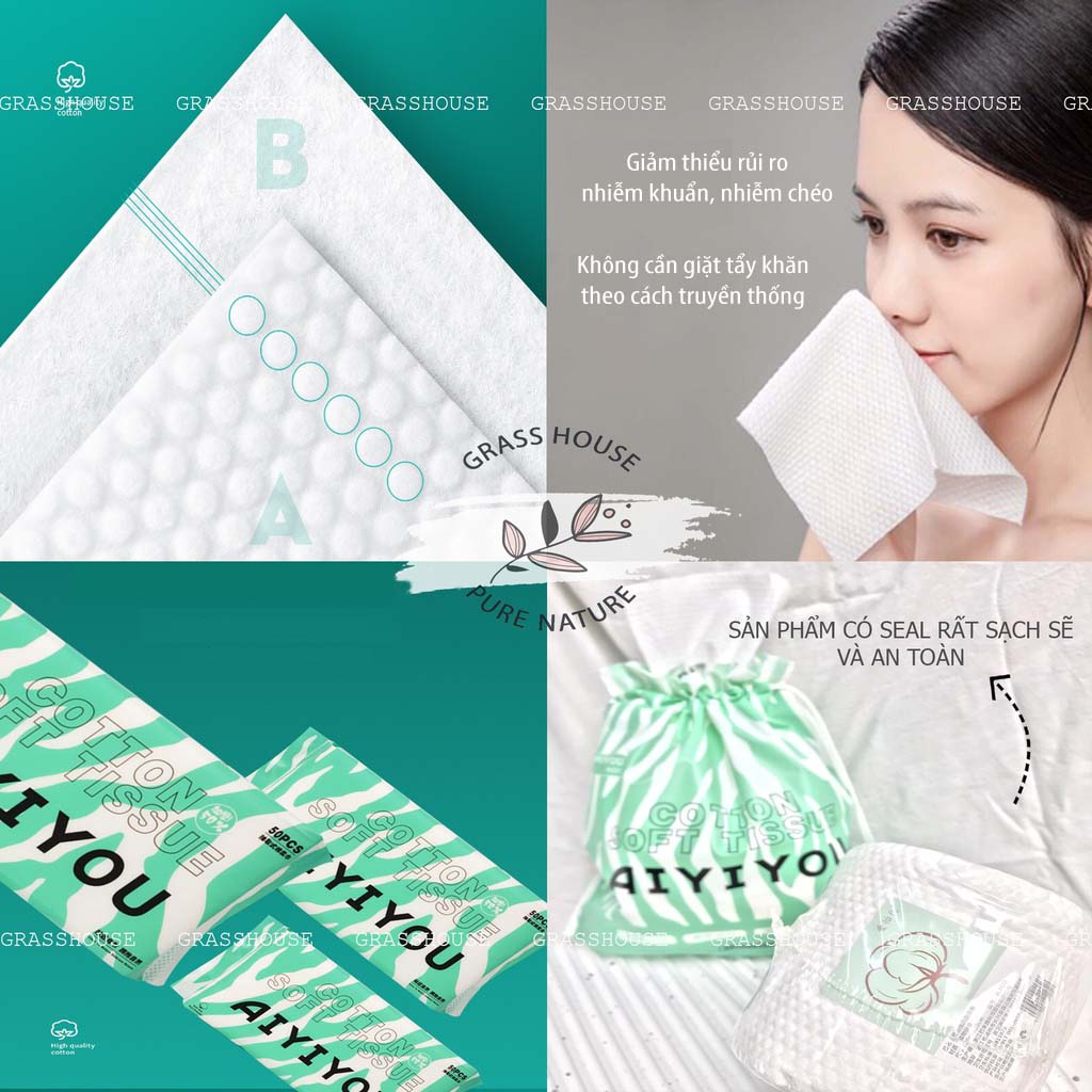 KHĂN GIẤY LAU MẶT DÙNG MỘT LẦN AIYIYOU COTTON SOFT TISSUE