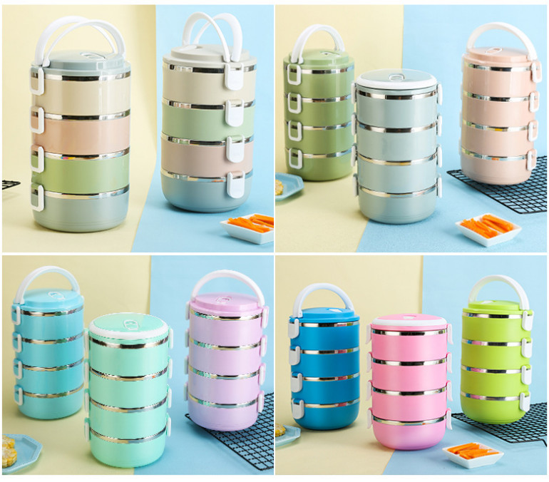 Hộp Đựng Cơm Cặp Lồng Cơm Giữ Nhiệt Ruột Inox Chất Lượng Số 1 tặng đũa đầu mạ vàng chống trơn trượt