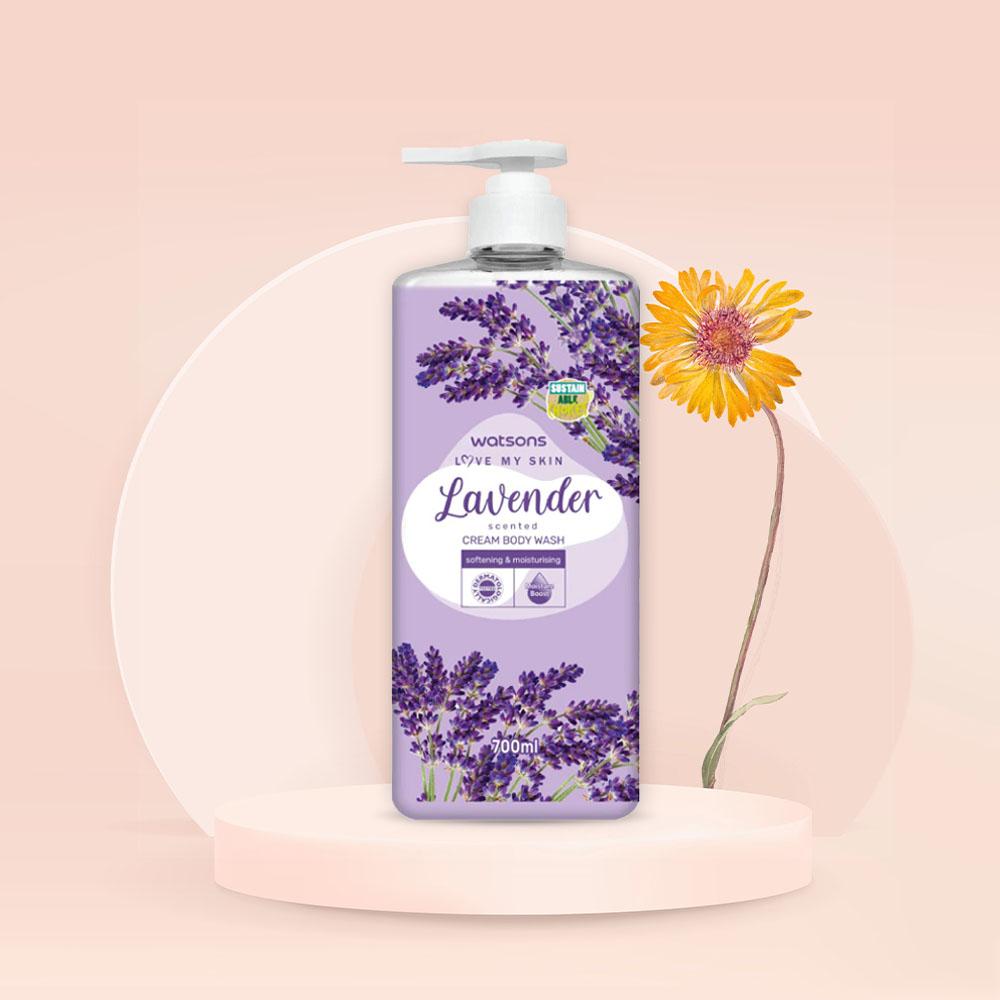 Kem Tắm Watsons Love My Skin Lavender Scented Cream Body Wash 700ml