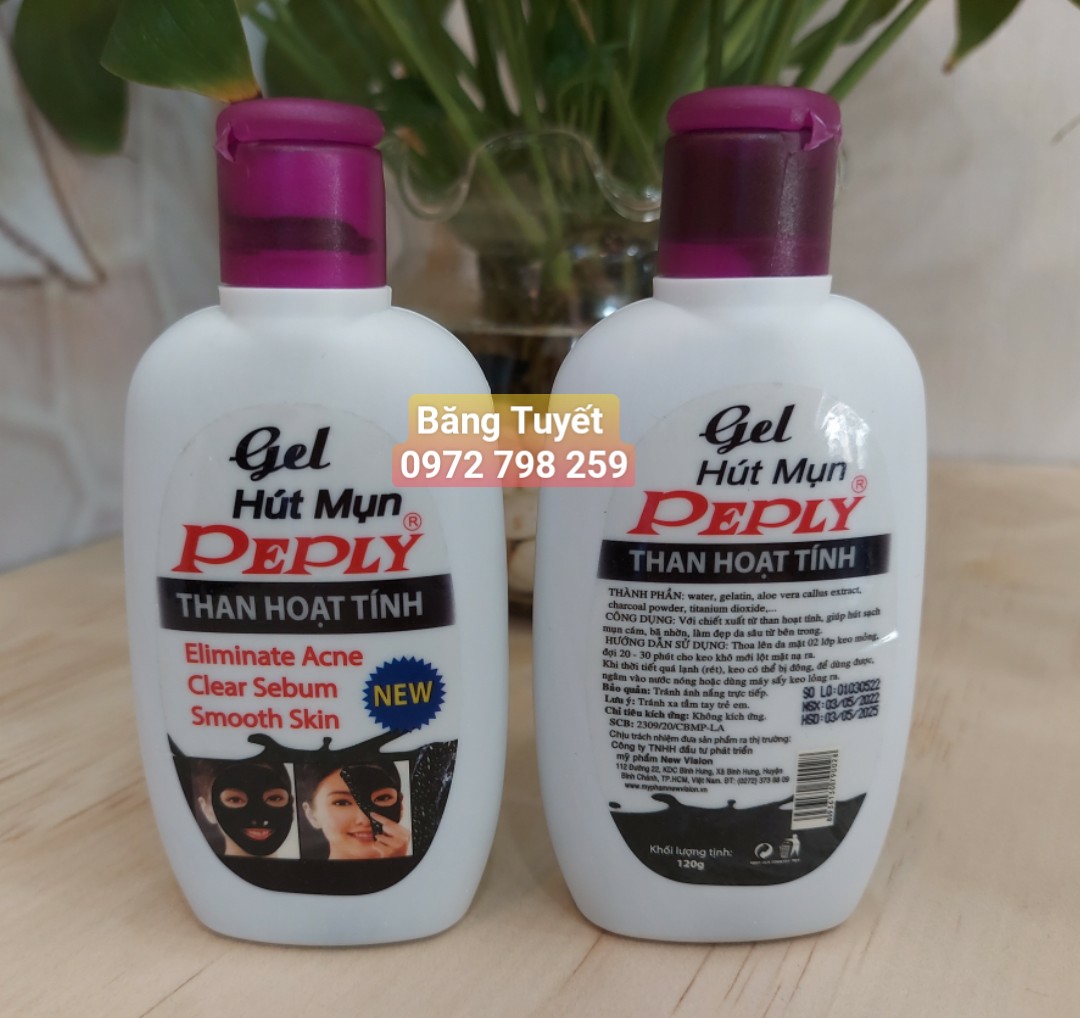 Gel hút mụn than hoạt tính Peply 120g gel lột mụn