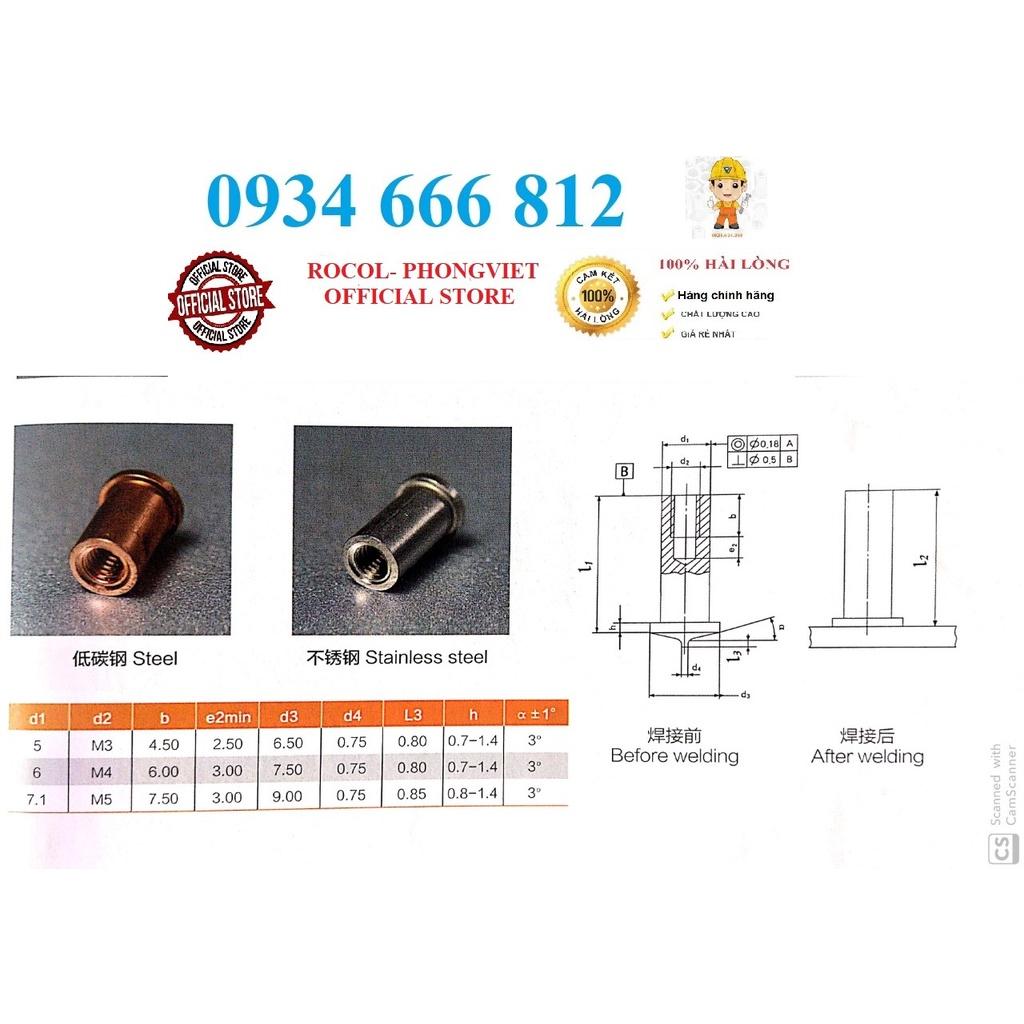 Combo 50c ecu hàn chập hàn nổ M3x6, M3x8,M3x10,M3x12,M3x16,M3x20