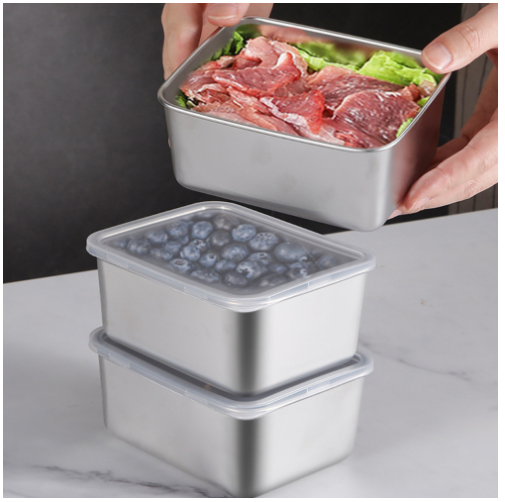 Hộp Inox 304 Đựng Thực Phẩm,Đựng Đồ Ăn,Gia Vị Trong Tủ Lạnh Có Nắp Nhựa Kèm Theo, Sạch Sẽ Tiện Lợi GD753-HopInox