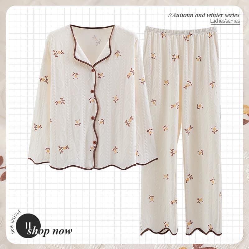 Bộ Mặc Nhà Pyjama, Bộ Ngủ Cổ Bẻ Hàng Qc Chất Liệu Cotton Nâng Cấp Co Giãn Mềm Mại