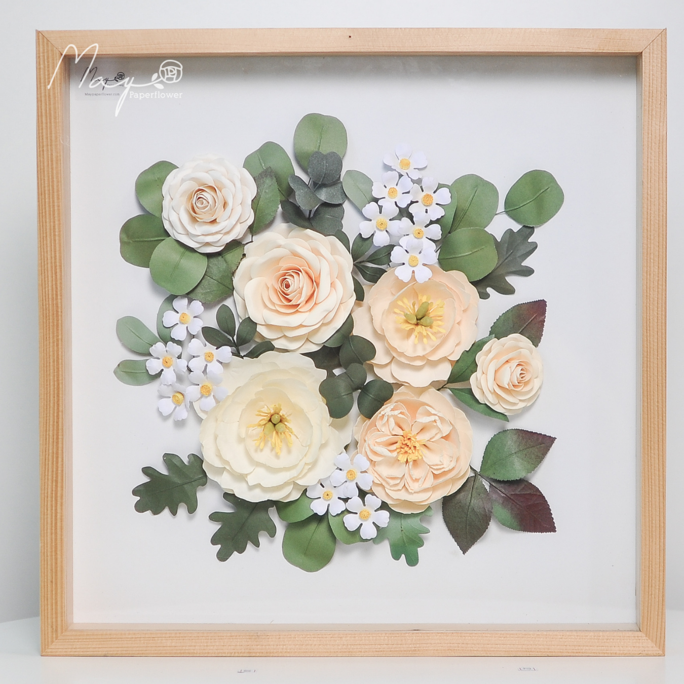 Tranh hoa giấy handmade trang trí cao cấp SNAPSHOT NẮNG MÙA ĐÔNG 40x40 cm - Maypaperflower Hoa giấy nghệ thuật