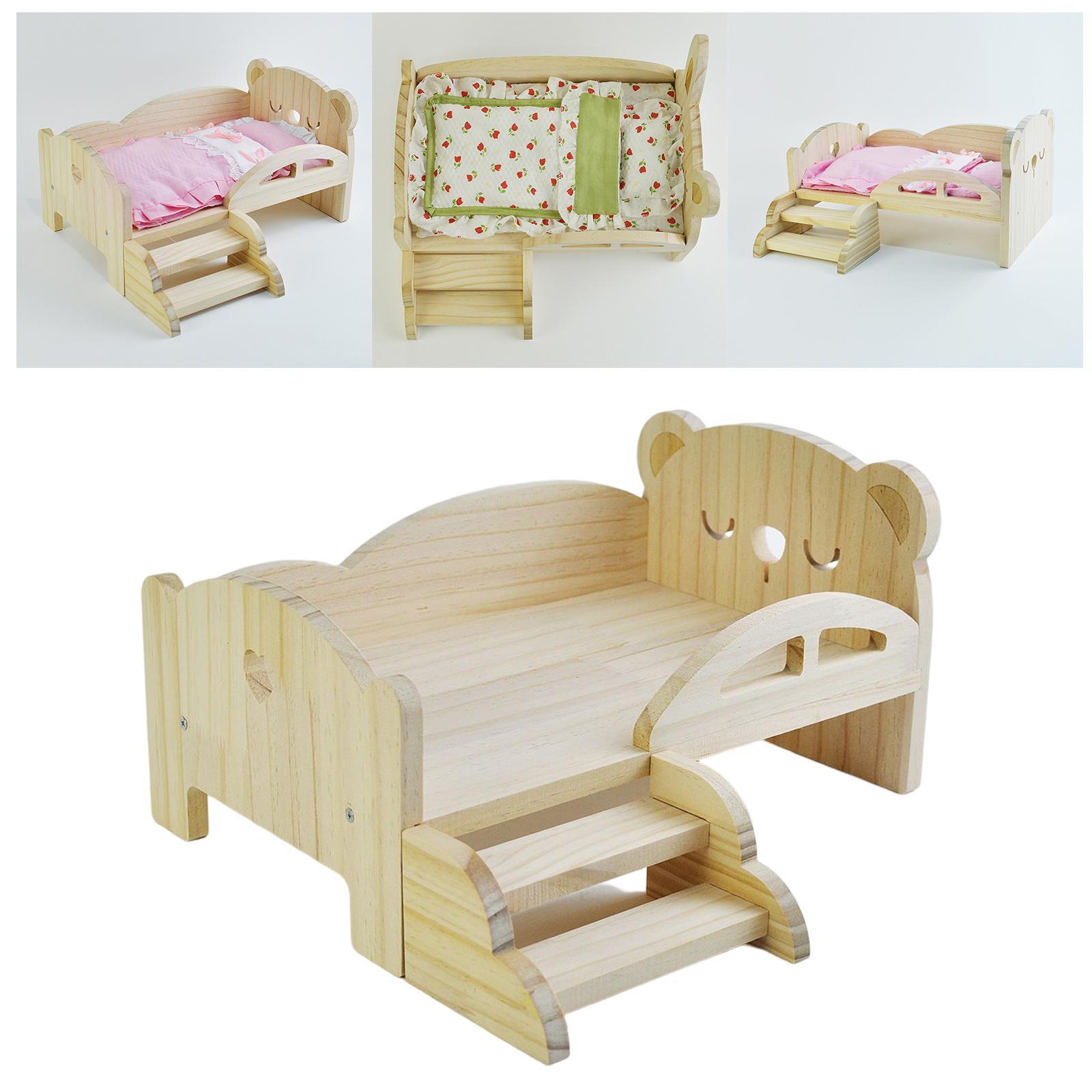 Doll Miniature Bed with Stairs Fashion Doll Play for 1:6 Doll Accessories Bear
