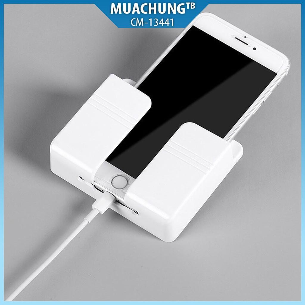 Kệ Dán Tường Để Remote - Giá Đỡ Sạc Điện Thoại Có Móc Treo Giữ Dây Điện - Hàng Chất Lượng
