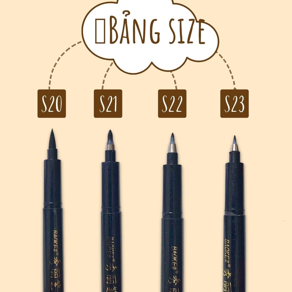 Bút viết thư pháp hán tự, CALLIGRAPHY Baoke S20 - S21 - S22 - Mực đen