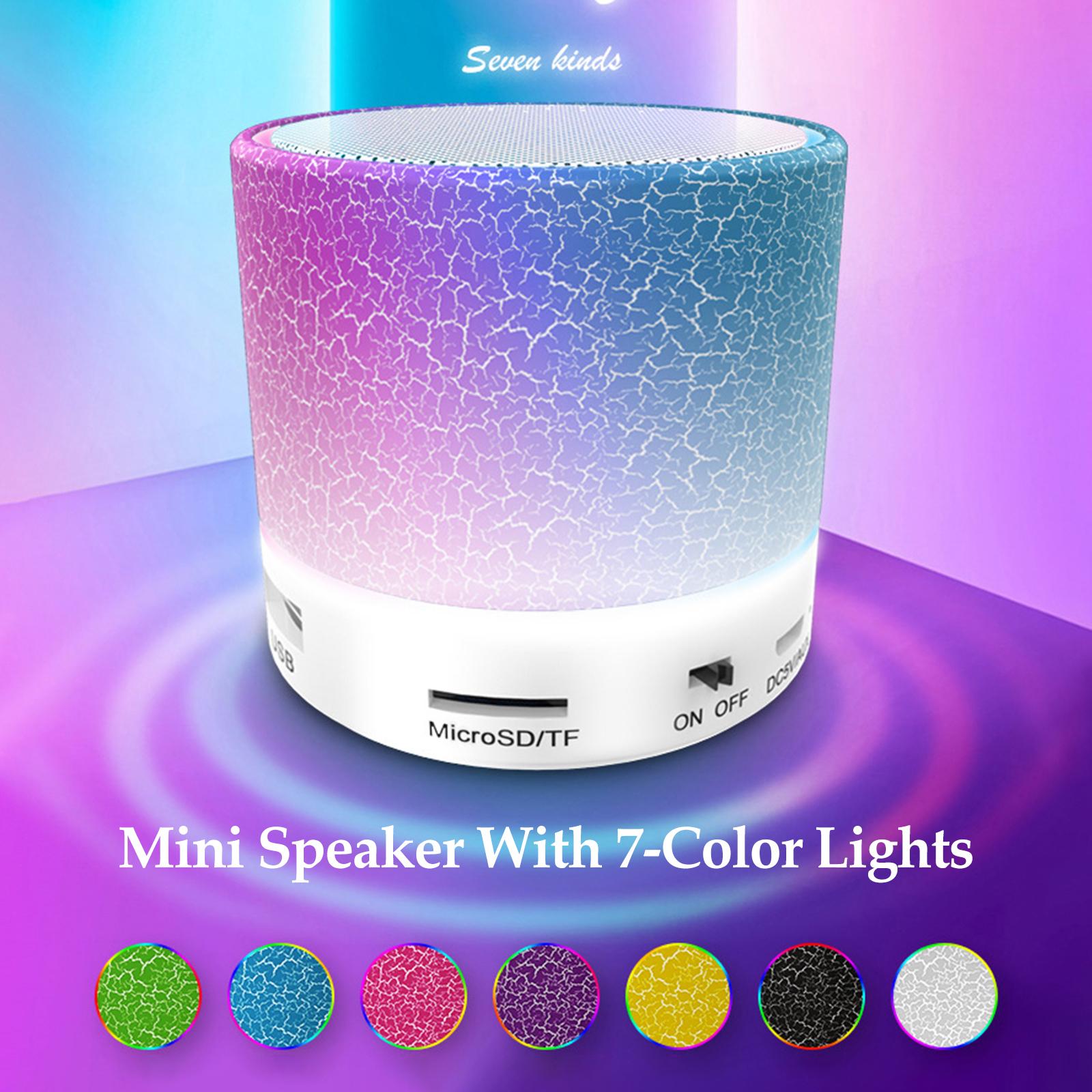 Mini Speaker 7-Color Lights Small Wireless BT Speaker Portable Rechargeable Speaker for Travel Outdoors Home Office