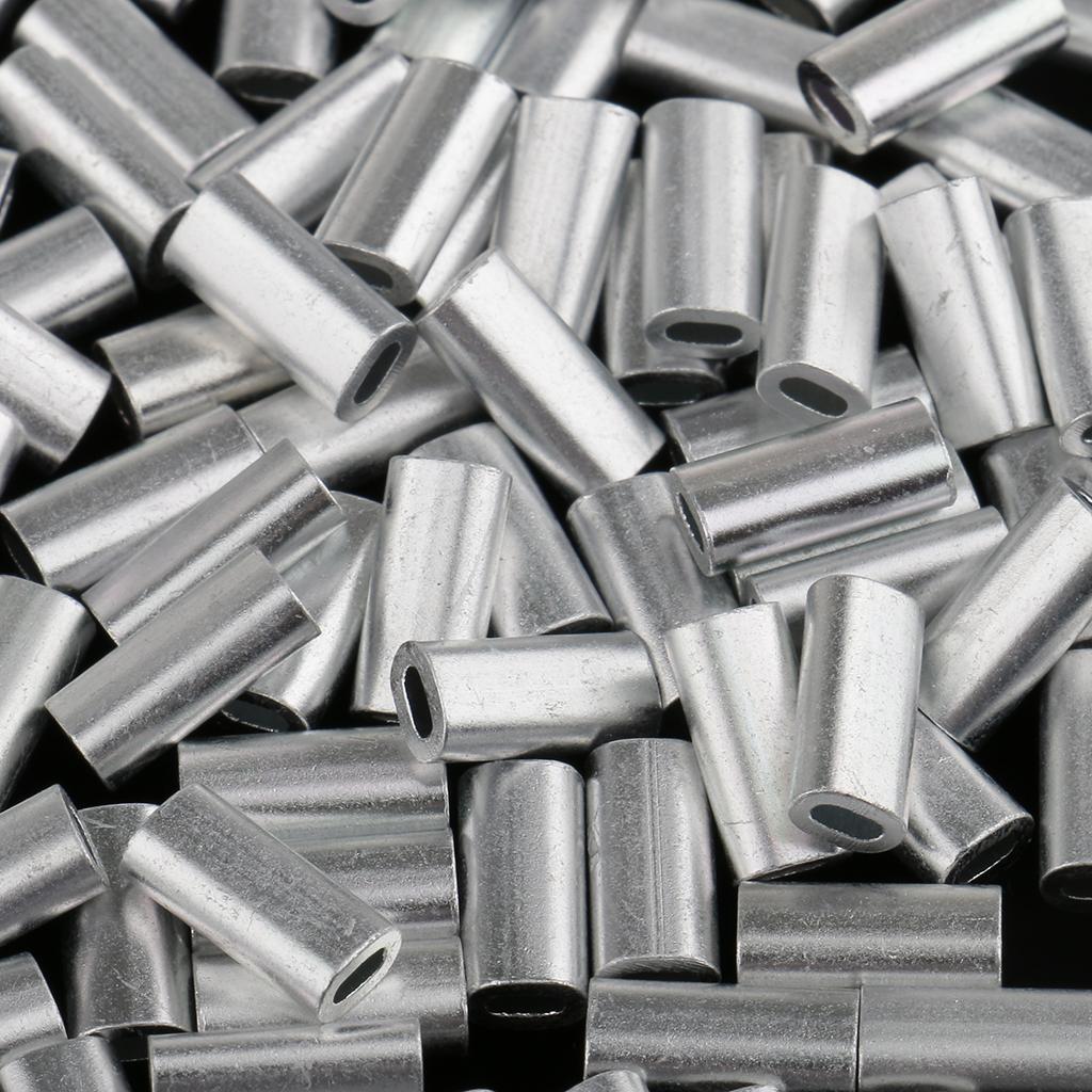 Pack of 200 Pieces Fishing Wire Single Barrel Crimp Sleeves, Fishing Line Leader Rigging Tackle Wire Rope Clips Tube Connector