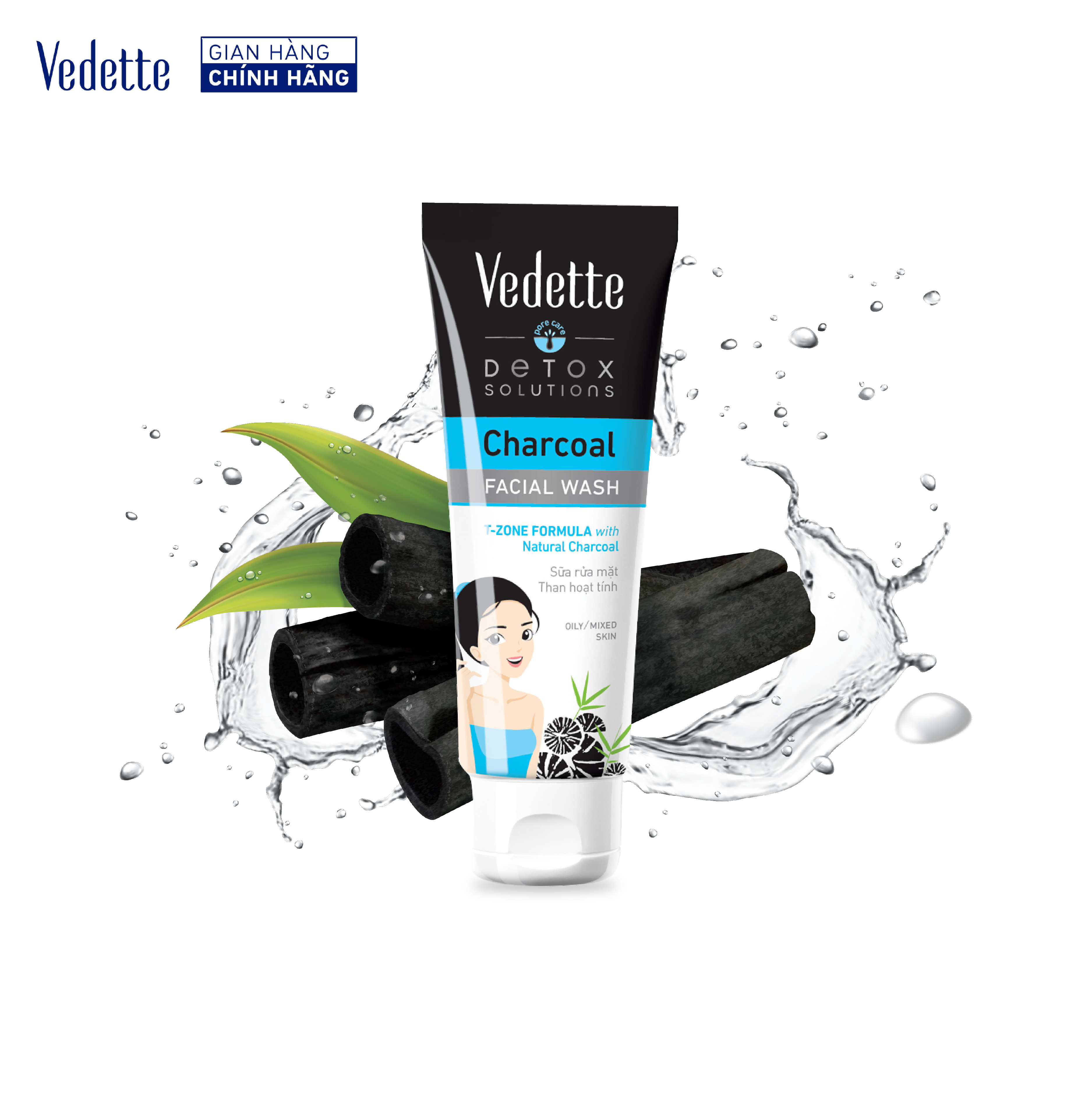 Sữa rửa mặt Vedette Than Hoạt Tính 100ml