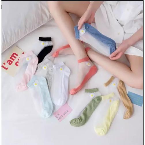 Combo túi 10 đôi tất lưới cổ ngắn hình hoa cúc cho bạn gái