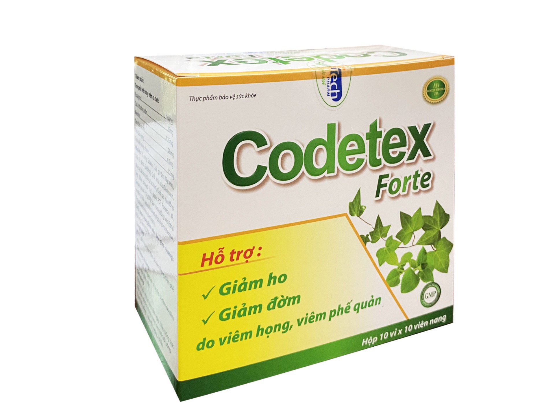 Viên Ho Dầu Codetex Forte Chứa Eucalyptol Giúp Giảm Ho, Giảm Đờm - Hộp 100v