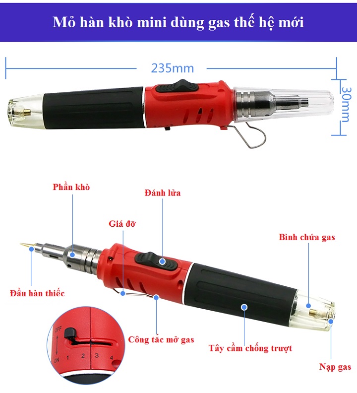 Máy hàn mini bằng gas có bật lửa cao cấp