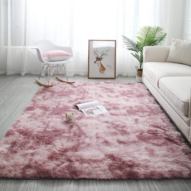 Thảm Trang Trí Lông Xù Loang Trải Sàn Cao Cấp HL-18 Hồng Tím